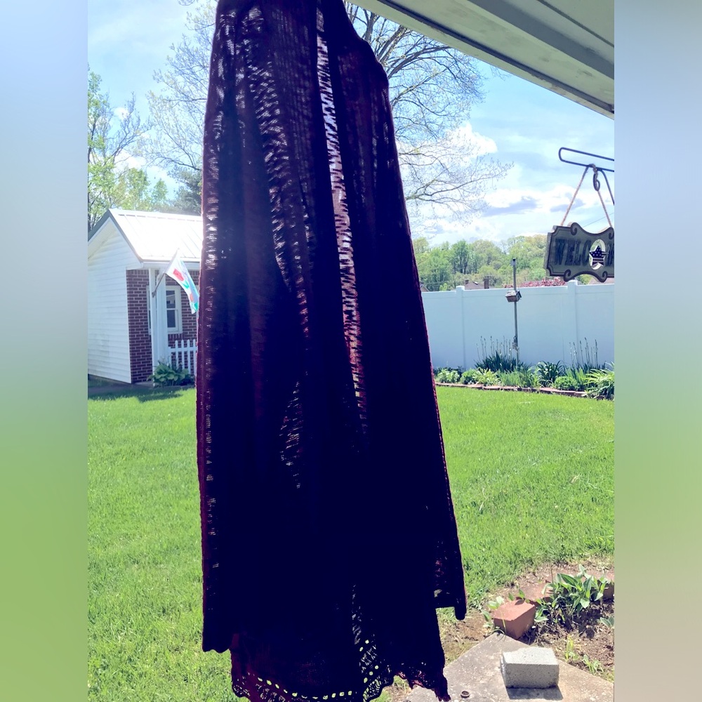 NWT lightweight, long, lace, sweater wrap. Color is burgundy/maroon /cranberry.